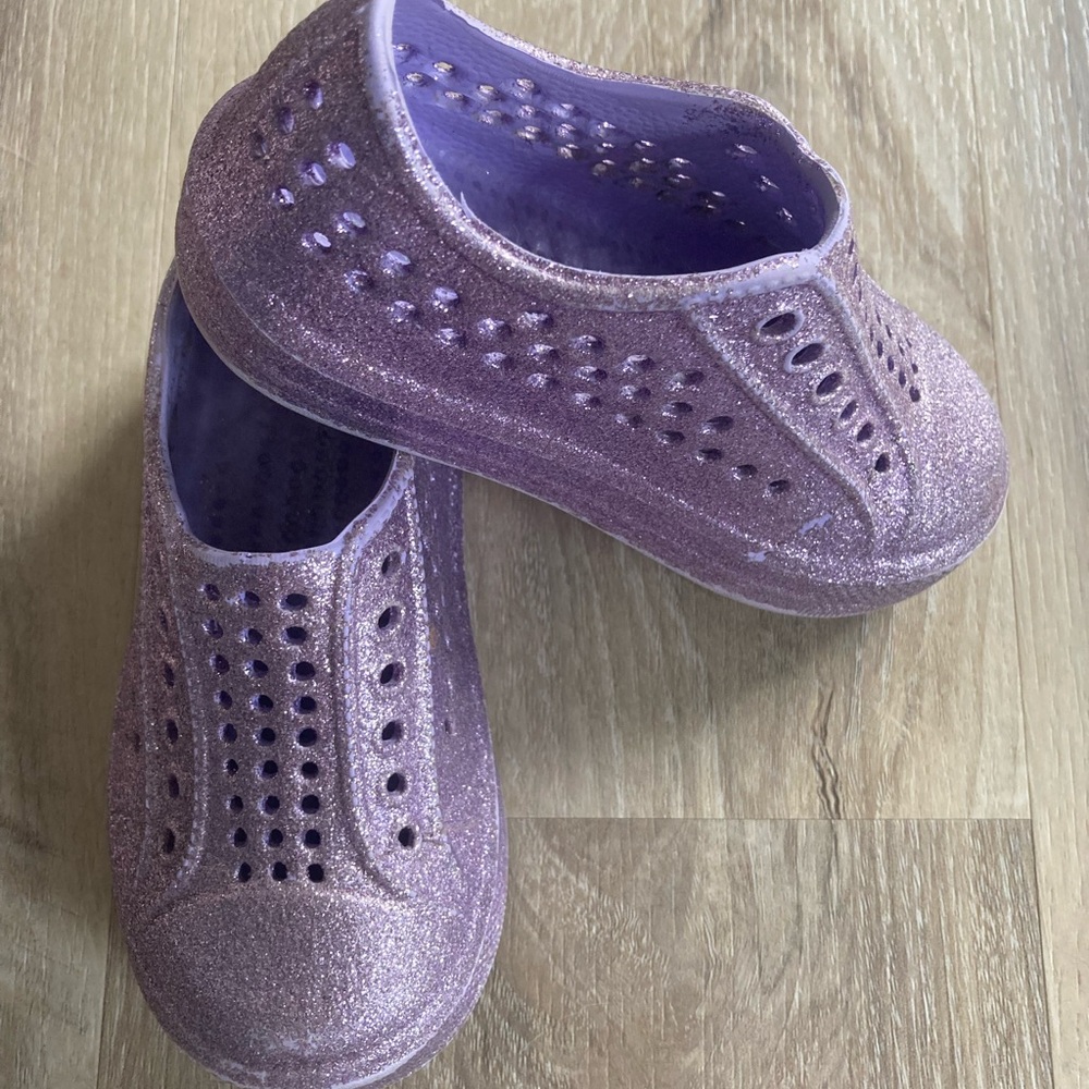 Joe Fresh Purple sparkle slip on EVA Shoes